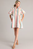 In The Clouds Desert Sage Green Multi Stripe Dress