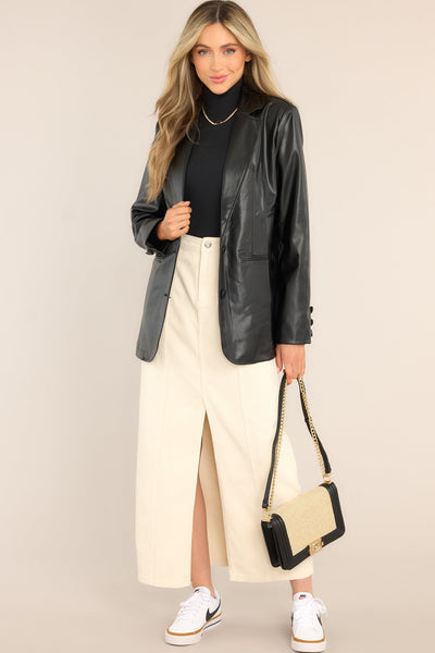 Talk This Way Black Faux Leather Blazer