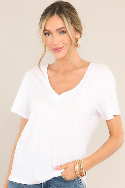 Girlfriend White V-Neck Tee