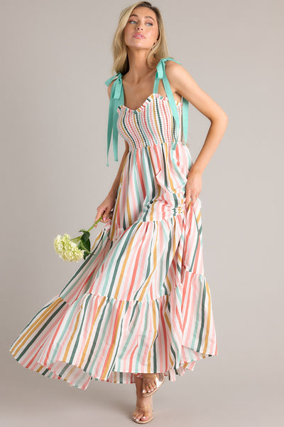 Wishing For You Desert Sage Multi Stripe Maxi Dress