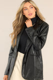 Talk This Way Black Faux Leather Blazer