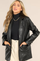 Talk This Way Black Faux Leather Blazer