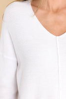 Listen Carefully White Waffle Knit Sweater