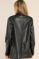 Talk This Way Black Faux Leather Blazer