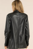 Talk This Way Black Faux Leather Blazer