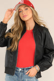 My Legacy Black Faux Leather Bomber Jacket