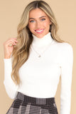 Over The Night Ivory Ribbed Turtleneck Top