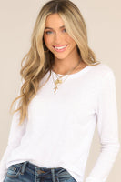 Modern White Slub Long Sleeve Cotton Tee