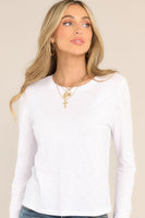 Modern White Slub Long Sleeve Cotton Tee