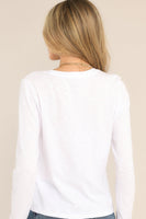 Modern White Slub Long Sleeve Cotton Tee