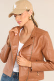 Defying The Odds Caramel Faux Leather Jacket