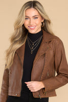 Lets Ride Brown Faux Leather Moto Jacket