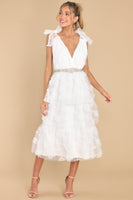 Stolen Glances White Midi Dress