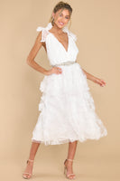 Stolen Glances White Midi Dress