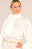 World Class White Tie Neck Blouse