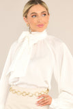 World Class White Tie Neck Blouse