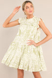 Incredible Moments Green Floral Print Cotton Dress