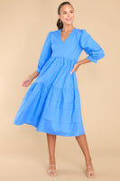 Cozy And Carefree Super Sonic Blue Midi Dress