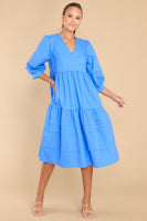 Cozy And Carefree Super Sonic Blue Midi Dress