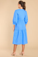 Cozy And Carefree Super Sonic Blue Midi Dress