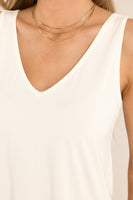 Daring Heart V-Neck Ivory Tank Top