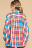 Doesn't Add Up Blue Multi Plaid Top