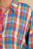 Doesn't Add Up Blue Multi Plaid Top