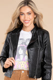 Defying The Odds Black Faux Leather Moto Jacket