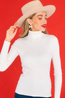 Over The Night Ivory Ribbed Turtleneck Top