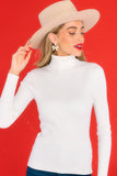 Over The Night Ivory Ribbed Turtleneck Top