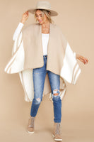 Lining Up Beige Poncho Cardigan