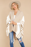 Lining Up Beige Poncho Cardigan