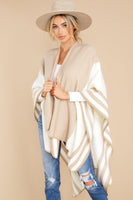 Lining Up Beige Poncho Cardigan