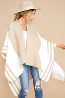 Lining Up Beige Poncho Cardigan