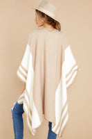 Lining Up Beige Poncho Cardigan