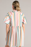 In The Clouds Desert Sage Green Multi Stripe Dress