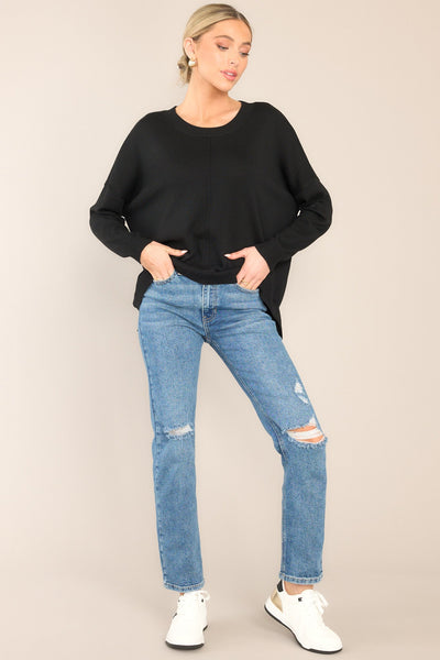 Staying Optimistic Black Knit Sweater