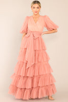 A Beautiful Feeling Rose Pink Tiered Tulle Maxi Dress