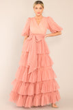 A Beautiful Feeling Rose Pink Tiered Tulle Maxi Dress