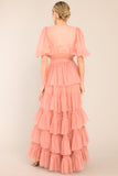 A Beautiful Feeling Rose Pink Tiered Tulle Maxi Dress