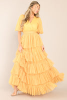 A Beautiful Feeling Yellow Tiered Tulle Maxi Dress