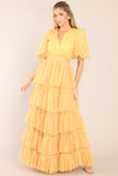 A Beautiful Feeling Yellow Tiered Tulle Maxi Dress