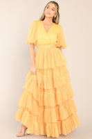 A Beautiful Feeling Yellow Tiered Tulle Maxi Dress