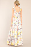 Inner Chaos Ivory Floral Print Maxi Dress