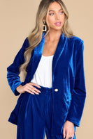 Boss Babe Royal Blue Velvet Blazer