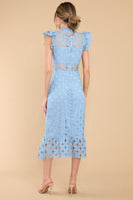 Love's High Hopes Sky Blue Crochet Midi Dress