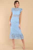 Love's High Hopes Sky Blue Crochet Midi Dress