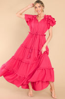 Ruffle Some Feathers Lipstick Maxi Dress