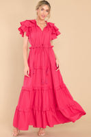 Ruffle Some Feathers Lipstick Maxi Dress